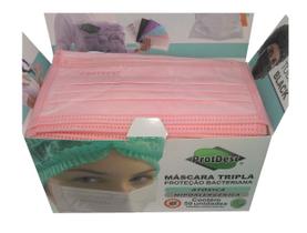 Mascara tipo cirurgica tripla rosa protdesc (cx 50 )