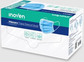 Máscara Tnt Tripla Com Elástico Azul 50 Unidades