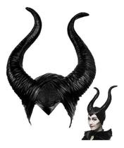 Máscara Touca Malévola Chifre Maleficent Feminina Cor Preto