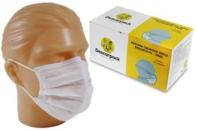 Máscara Tripla com elástico Descarpack com 50 unid