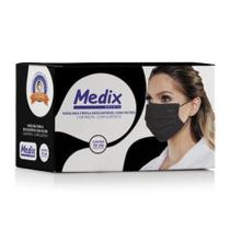 Máscara Tripla Descartável com Filtro (BFE =95%) Medix c/50 Preta