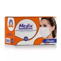 Máscara Tripla Descartável Com Filtro (BFE) Branca Caixa 50 un - Medix
