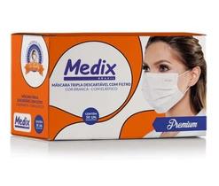 Máscara Tripla Descartável Com Filtro Branca MEDIX (caixa 50 un.)