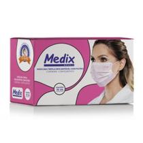 Máscara Tripla Descartável Com Filtro Medix C/50 Rosa