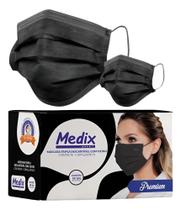 Máscara Tripla Medix Preta Pff2 (Bfe=95%) 50 Unid.