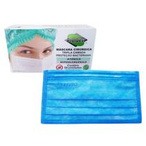 Máscara Tripla Proteção Bacteriana com Elástico Azul Royal c/50 unidades Protdesc