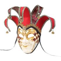 Máscara Venetian Jester vermelha e dourada Harlequin Design