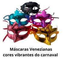 Máscara Veneza kit 5 unidades acessório fantasia carnaval baile de máscaras Máscara Veneza kit 5 unidades acessório fantasia carnaval baile de máscaras