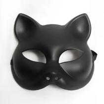 máscara veneziana de plástico gato gatinho preta lisa unisex fantasia para festa baile Carnaval - C/N