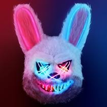 Máscara ZONESTA Purge Light Up, máscara LED Scary Furry Bunny, Bloody Plush Creepy Cosplay, fantasias de Halloween Máscara ZONESTA Purge Light Up, máscara LED Scary Furry Bunny, Bloody Plush Creepy Cosplay, fantasias de Halloween
