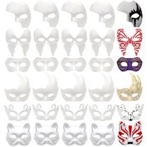 Máscaras artísticas Nicunom Paper Mache, pacote com 30 máscaras pintáveis DIY