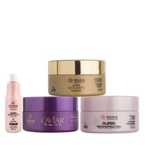 Máscaras Caviar, Super, Ouro 300G + Leave-In 300Ml Dyusar