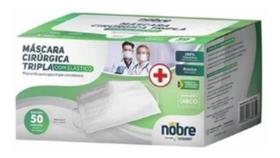 Mascaras cirurgica tripla com elastico c/50un NOBRE CX VERDE