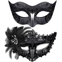 Máscaras de Carnaval SIQUK para Casal - Máscaras de Paetês Venezianas Pretas Máscaras de Carnaval SIQUK para Casal - Máscaras de Paetês Venezianas Pretas