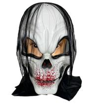 Máscaras de caveira de terror, cosplay branco, rosto inteiro com detalhes sangrentos