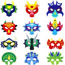 Máscaras de dragão de feltro para crianças, festa de aniversário, pacote de 12 iRolewin Máscaras de dragão de feltro para crianças, festa de aniversário, pacote de 12 iRolewin