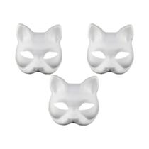 Máscaras De Gato Brancas DIY Em Branco Para Halloween, Máscaras De Cosplay Para Festas, Meias