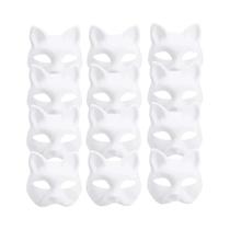 Máscaras De Gato Brancas Meia-Face 5 Peças DIY Em Branco Para Halloween, Baile De Máscaras E Cosplay