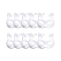 Máscaras De Gato Branco Meia-Face DIY Em Branco Para Halloween, Máscaras De Terian Para Festas De