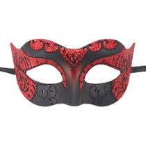 Máscaras de mascarada em PVC com glitter vermelho e preto 50 unidades Máscaras de mascarada em PVC com glitter vermelho e preto 50 unidades