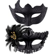 Máscaras de máscaras SIQUK Couple Plastic Venezian Black Máscaras de máscaras SIQUK Couple Plastic Venezian Black