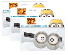 Máscaras de óculos de festa Unique Despicable Me, 24 máscaras, pacotes com 3 pacotes