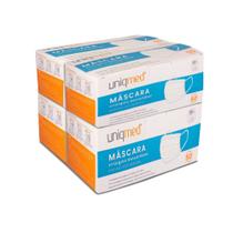 Máscaras descartáveis tripla clipe nasal kit 200un uniqmed tamanho:17,5x9,5