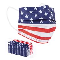 Máscaras faciais descartáveis Borje Patriotic 3 camadas, bandeira dos EUA, 50 unidades