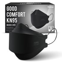 Máscaras faciais Keangs KN95, pacote com 50, macias e confortáveis, pretas