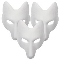 Máscaras Masquerade Alodidae Fox Mask Wolf DIY 3 peças brancas Máscaras Masquerade Alodidae Fox Mask Wolf DIY 3 peças brancas