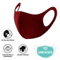 Máscaras Não Descartáveis de Neoprene Bordô Unissex 10 un