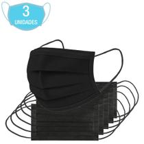 Máscaras Pretas Para Rosto Descartável Tripla Proteção Com Elástico E Clip Nasal Com 3 Unidades Máscaras Pretas Para Rosto Descartável Tripla Proteção Com Elástico E Clip Nasal Com 3 Unidades