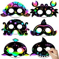 Máscaras Scratch WATINC Ocean Animals para crianças 30 unidades+3 anos