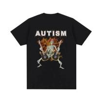 Masculino Feminino Autismo Esqueleto Meme Camiseta Engraçado Crânio Hip Hop Oversized Algodão Casual