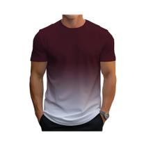 Masculino Oversized Gradiente Cor Padrão Casual Respirável O Pescoço Manga Curta T Camisa Verão