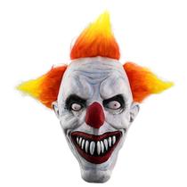 Mask Jokers Headgear Latex Full Face com cabelo laranja assustador