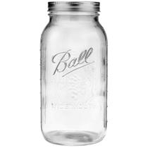 Mason Jar Ball de 1 meio galão e 1,9 L de boca larga com tampa e faixa