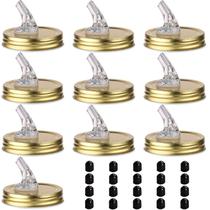Mason Jar Pour Spouts, pacote com 10, mais 20 tampas pretas