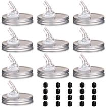 Mason Jar Pour Spouts, pacote com 10, mais 20 tampas pretas