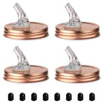 Mason Jar Pour Spouts, pacote com 4 e 8 tampas para boca normal