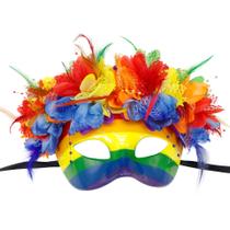 Masquerade Masquerade, conjunto de 2 em PVC com flores e penas de arco-íris Masquerade Masquerade, conjunto de 2 em PVC com flores e penas de arco-íris