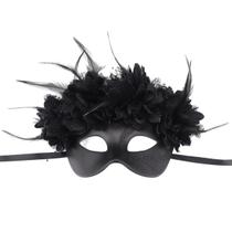 Masquerade Masquerade, conjunto de 2 em PVC com flores e penas pretas Masquerade Masquerade, conjunto de 2 em PVC com flores e penas pretas