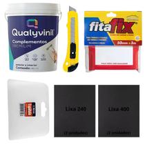 Massa Acrilica 1,5KG Qualyvinil + Acessórios Para Acabamento Massa Acrilica 1,5KG Qualyvinil + Acessórios Para Acabamento