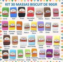 Massa de biscuit colorida 90g - Kit 30 unidades