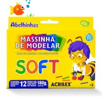 Massa de Modelar 12 Cores 180g Soft Infantil Escolar Acrilex Massinha Atóxica