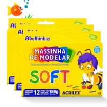 Massa de Modelar 12 Cores Soft Acrilex Kit 3 Caixas 180g Infantil Escolar Massinha Macia Atoxica Base Amido Massa de Modelar 12 Cores Soft Acrilex Kit 3 Caixas 180g Infantil Escolar Massinha Macia Atoxica Base Amido