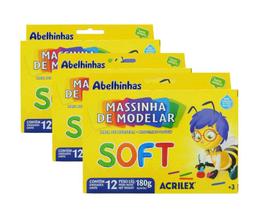 Massa de Modelar 12 Cores Soft Acrilex Kit 3 Caixas 180g Infantil Escolar Massinha Macia Atoxica Base Amido Massa de Modelar 12 Cores Soft Acrilex Kit 3 Caixas 180g Infantil Escolar Massinha Macia Atoxica Base Amido