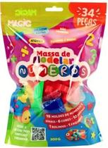 Massa de Modelar 300g com 26 Cores, 6 Moldes e 2 Acessorios - Numeros Massa de Modelar 300g com 26 Cores, 6 Moldes e 2 Acessorios - Numeros