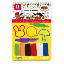 Massa de modelar 6 cores 4 moldes 1 faquinha - 102g - turma Massa de modelar 6 cores 4 moldes 1 faquinha - 102g - turma