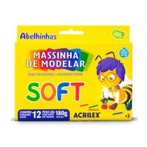Massa de modelar Acrilex Soft 12 cores pct c/12